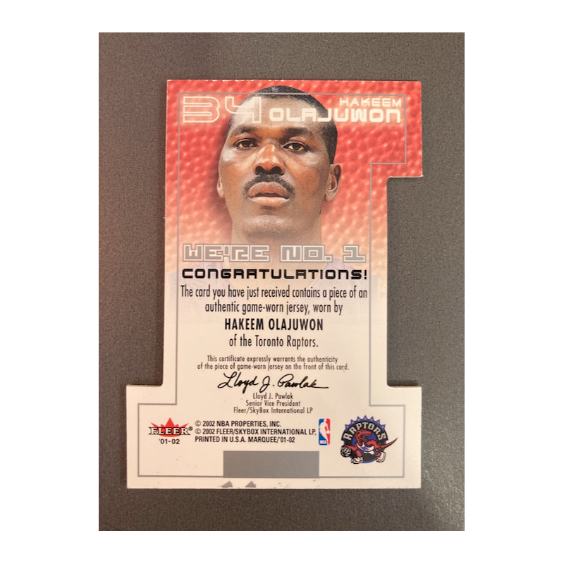 HAKEEM OLAJUWON 2001 FLEER MARQUEE WE'RE NO 1 PATCH