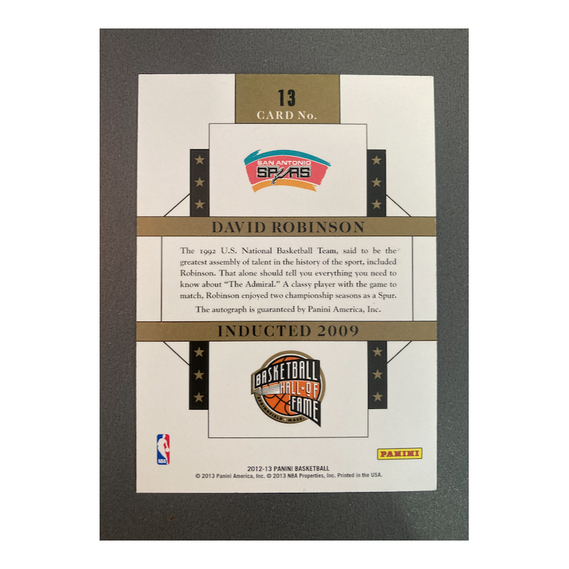 DAVID ROBINSON 2012 PANINI HALL OF FAME AUTO 13