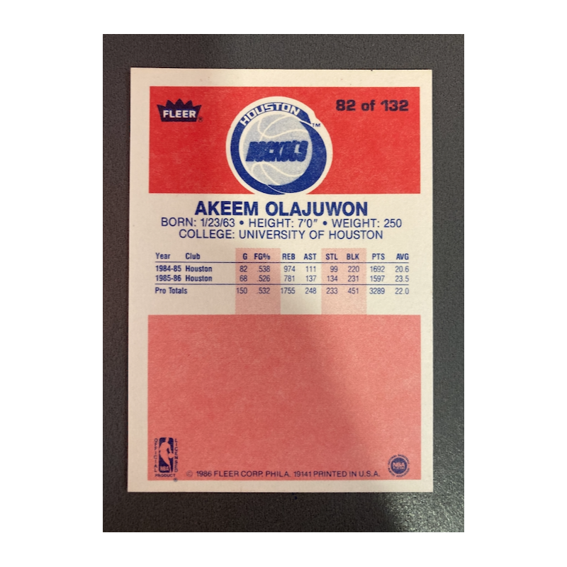 AKEEM HOLAJUWON 1986 FLEER RC 82 of 132