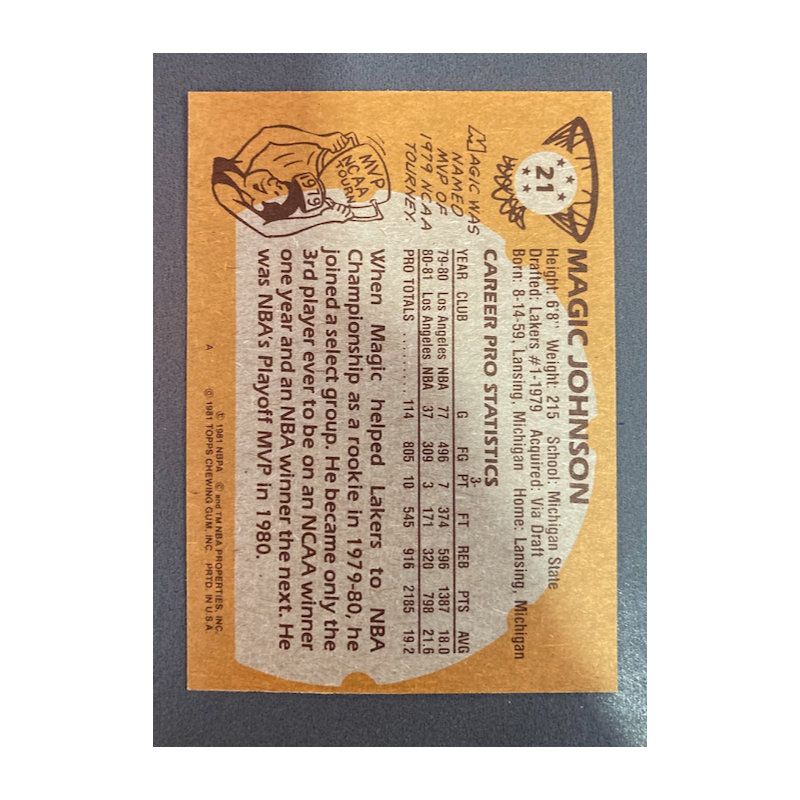 MAGIC JOHNSON 1981 TOPPS 21