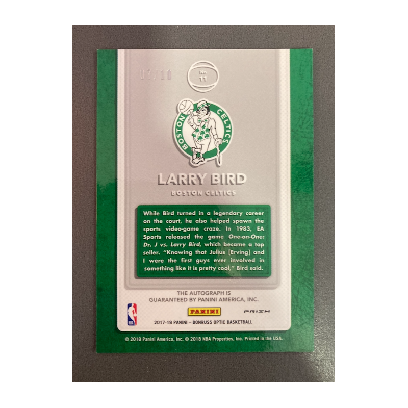 LARRY BIRD 2017 DONRUSS OPTIC DOMINATOR GOLD PRIZM AUTO 07/10 - 11