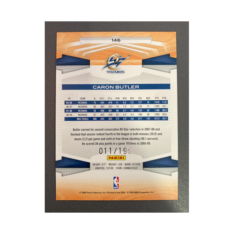 CARON BUTLER 2009-10 PANINI ARTIST PROOF /199