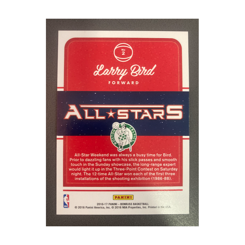 LARRY BIRD 2016 DONRUSS ALL-STARS PRESS PROOF 2 1/1