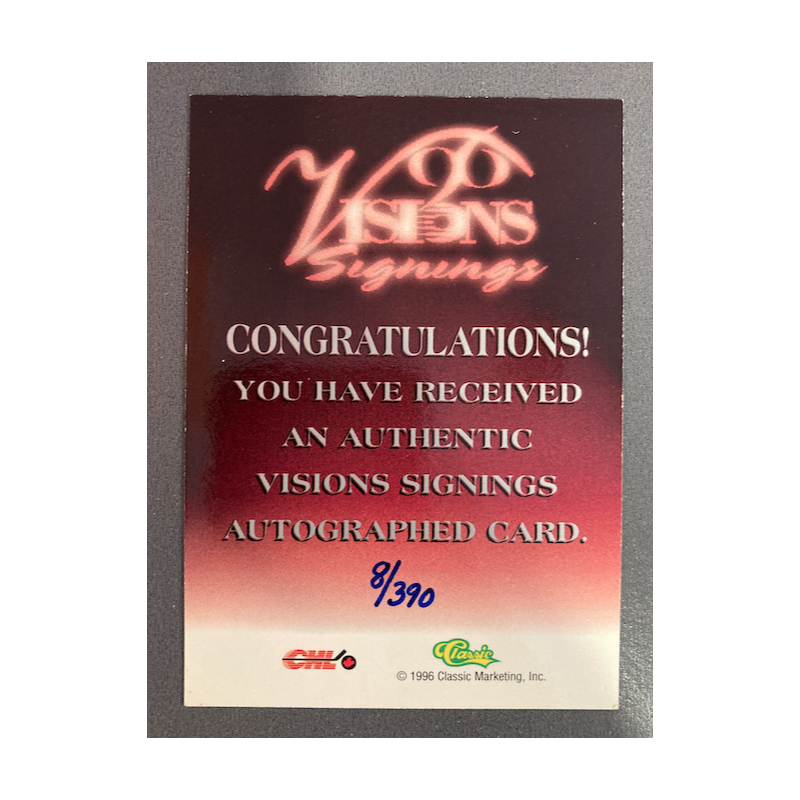 GEOFF PETERS 1996 CLASSIC VISIONS SIGNINGS 8/390