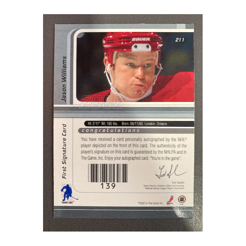 JASON WILLIAMS 2001 BE A PLAYER AUTO 211