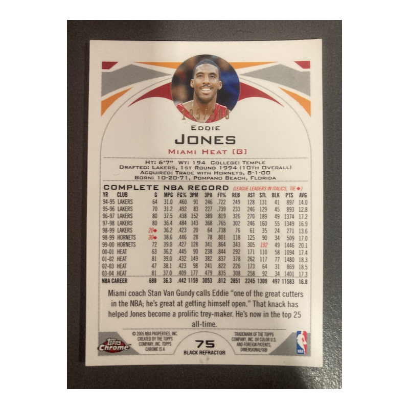 EDDIE JONES 2004 TOPPS CHROME BLACK REFRACTOR 195/500