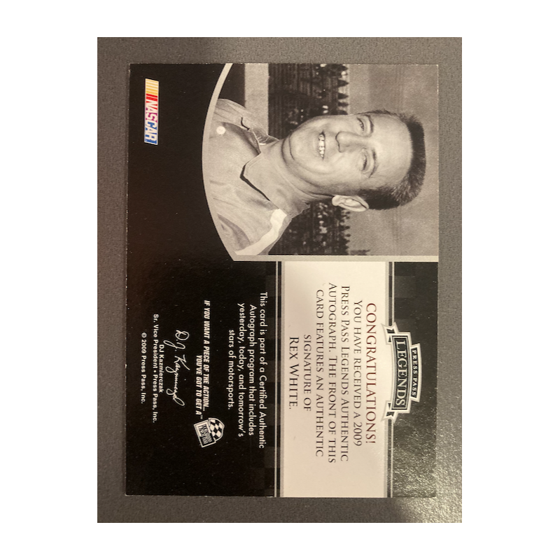 REX WHITE 2009 PRESS PASS AUTO