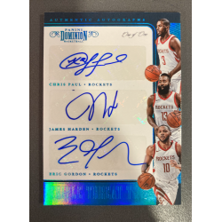 JAMES HARDEN / CHRIS PAUL / ERIC GORDON 2017 DOMINION TRIPLE AUTO 1/1 - EXMT CONDITION