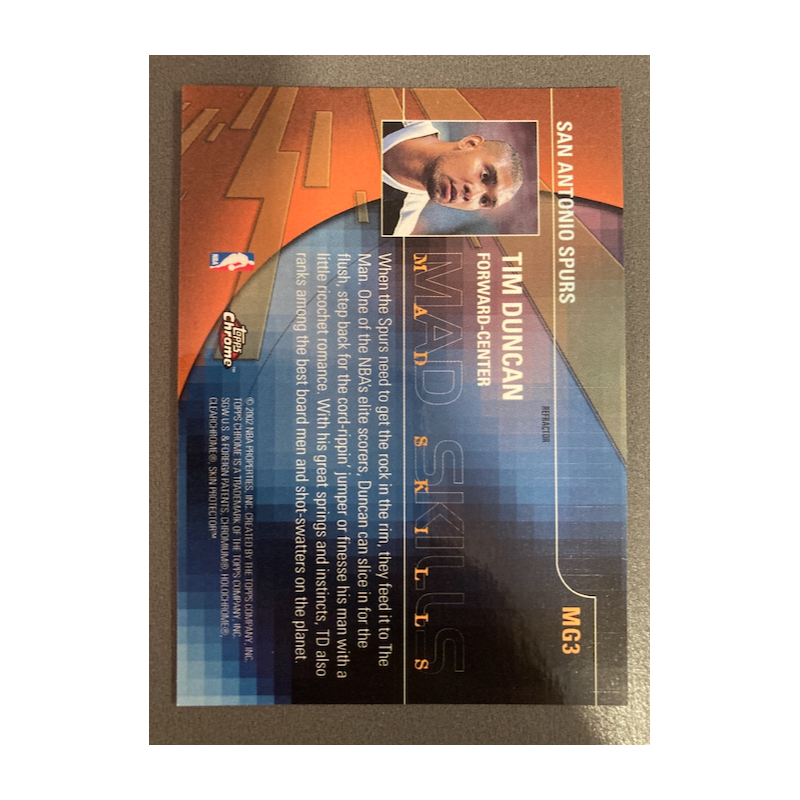 TIM DUNCAN 2001 TOPPS CHROME MADE GAME REFRACTOR MG3