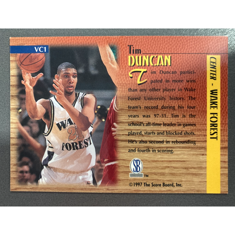 TIM DUNCAN 1997 THE SCORE BOARD VARSITY VC1