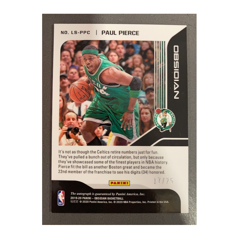 PAUL PIERCE 2019 OBSIDIAN LIGHTING STRIKE ETCH GREEN AUTO 17/25