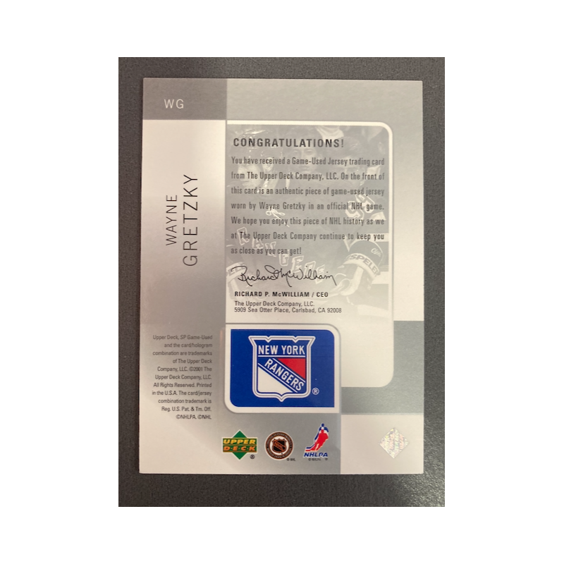 WAYNE GRETZKY 2000 UPPER DECK SP GAME USED JERSEY 171/350