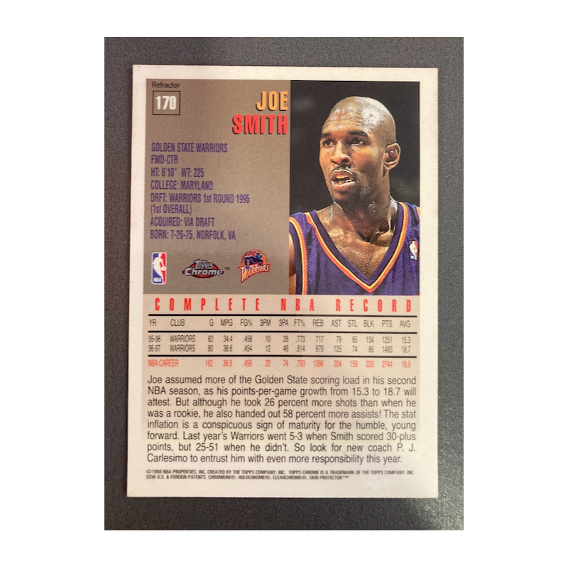 JOE SMITH 1997 TOPPS CHROME REFRACTOR 170