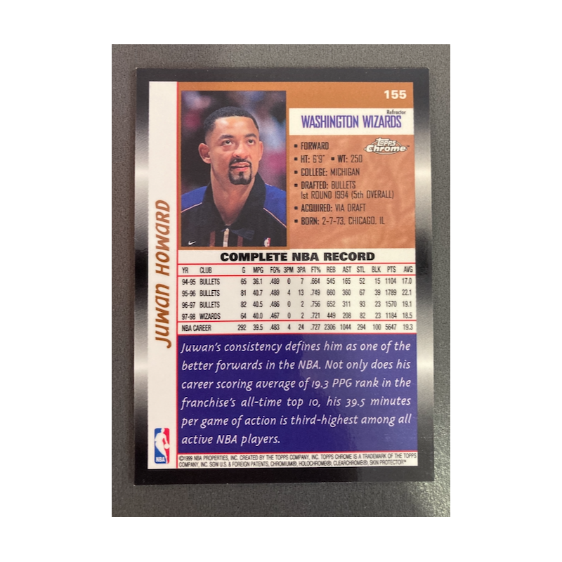 JUWAN HOWARD 1998 TOPPS CHROME REFRACTOR 155