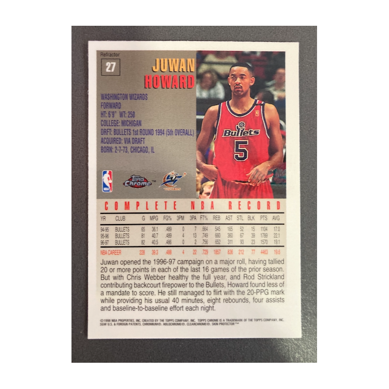 JUWAN HOWARD 1997 TOPPS CHROME REFRACTOR 27