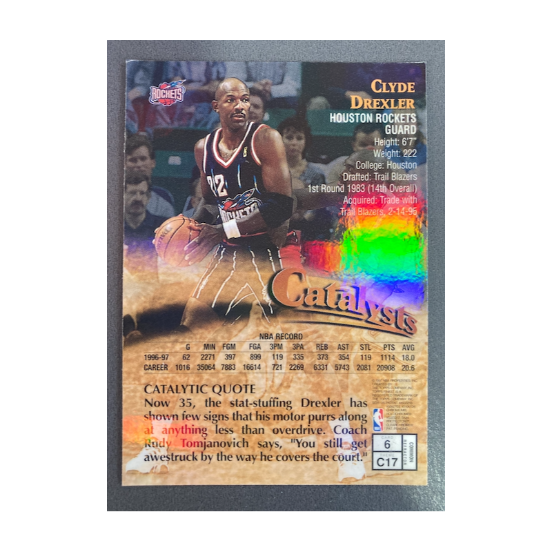 CLYDE DREXLER 1997 TOPPS FINEST REFRACTOR 6