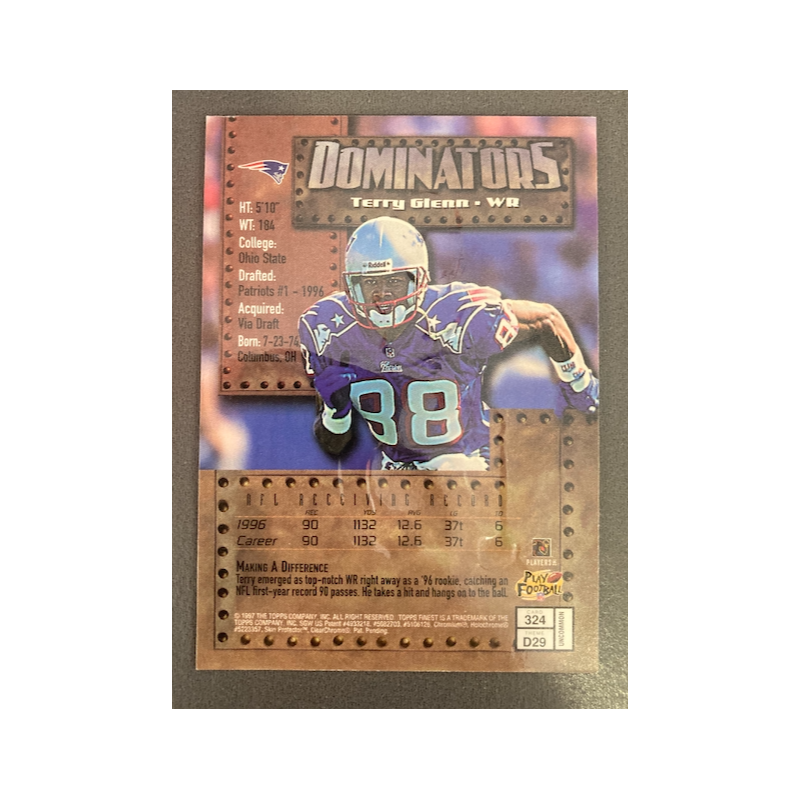 TERRY GLENN 1997 TOPPS FINEST DOMINATORS EMBOSSED 324