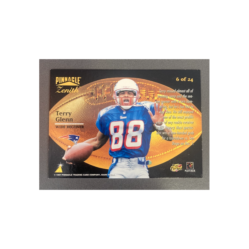 TERRY GLENN 1997 PINNACLE ZENITH ROOKIE RISING 6 OF 24