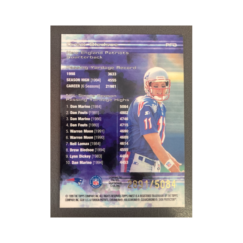 DREW BLEDSOE 1999 TOPPS FINEST PROMINENT FIGURES REFRACTOR 2891/2084