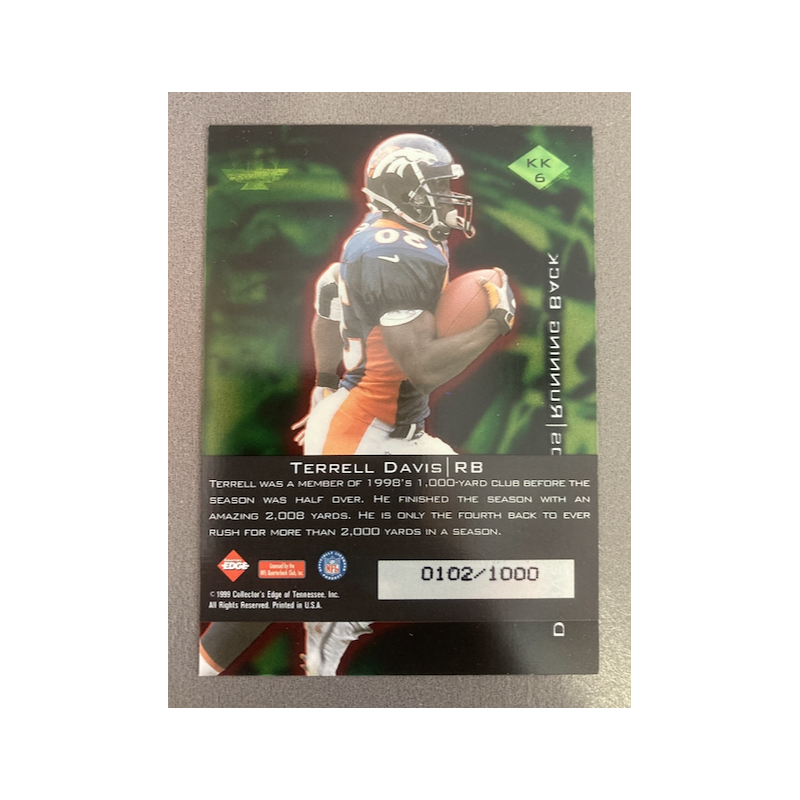 TERRELL DAVIS 1999 EDGE TRIUMPH K-KLUB 102/1000