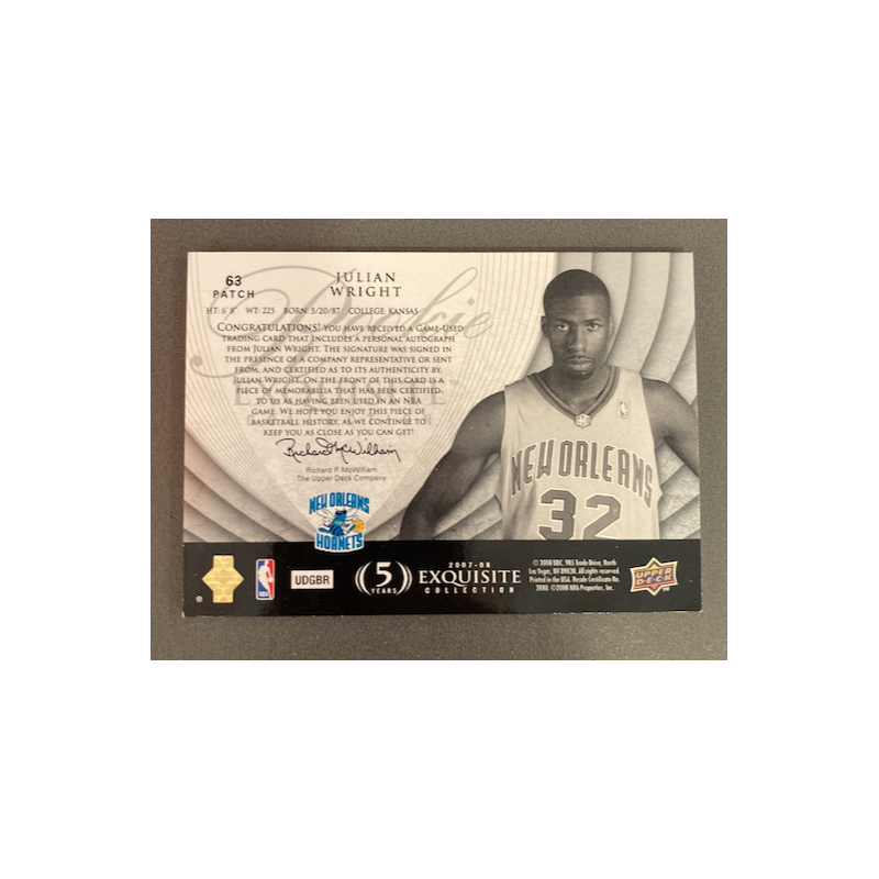 JULIAN WRIGHT 2007-08 EXQUISITE ROOKIE PATCH AUTO /225