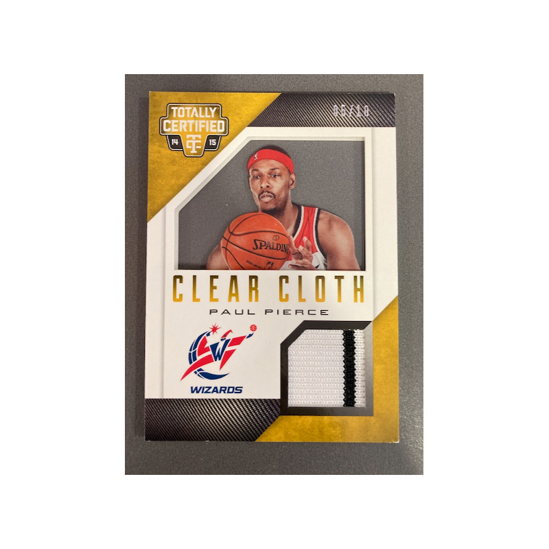 PAUL PIERCE 2014 TOTALLY CERTIFIED CLEAR CLOTH JERSEY 5/10 - EXMT CONDITION