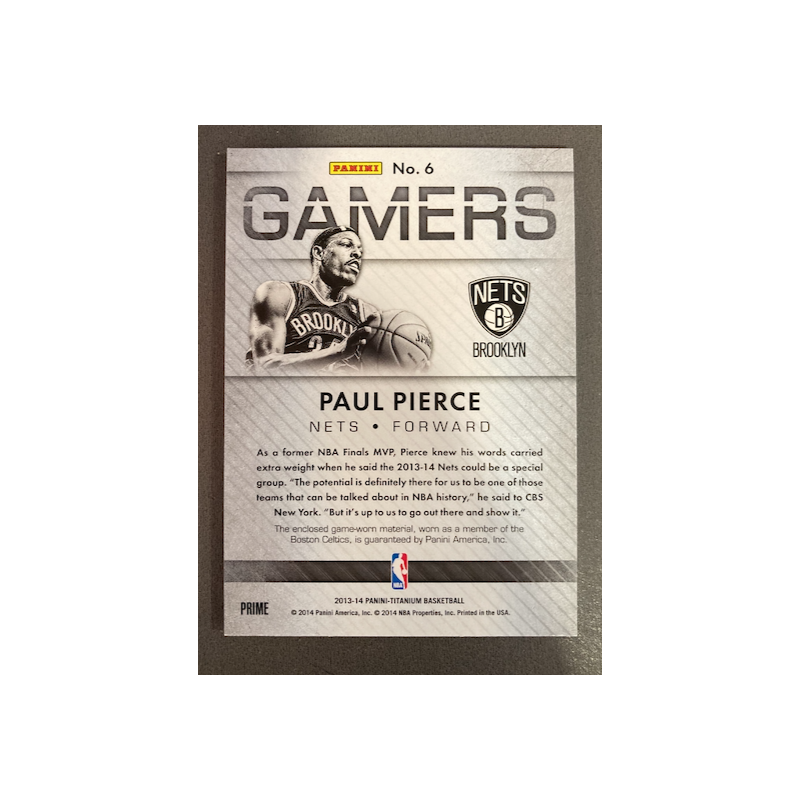 PAUL PIERCE 2013 TITANIUM GAMERS FORWARD 05/25 - EXMT CONDITION