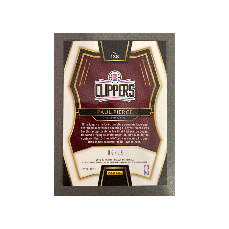 PAUL PIERCE 2016 SELECT PRIZM PINK COURTSIDE 06/15