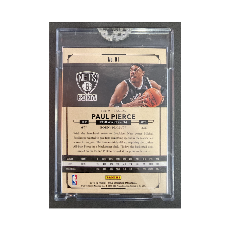 PAUL PIERCE 2015 GOLD STANDARD VARIATION BROOKLIN 262/299