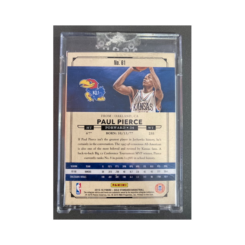 PAUL PIERCE 2015 GOLD STANDARD VARIATION KANSAS 008/299