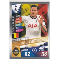 JAN VERTONGHEN TOPPS MATCH ATTAX 101 -2019/20 - TOTTENHAM HOTSPUR - W72