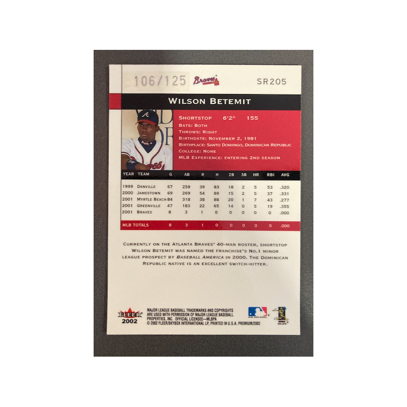WILSON BETEMIT 2002 FLEER PREMIUM RUBY 106/125