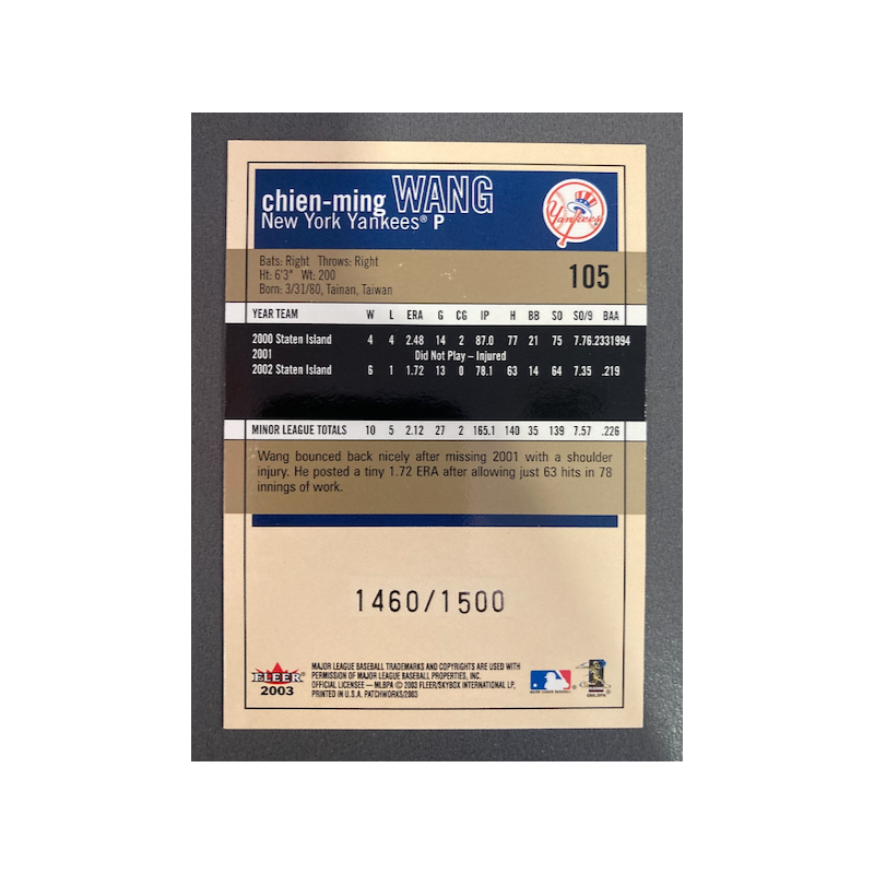 CHIEN-MING WANG 2003 FLEER PATCHWORKS 1460/1500