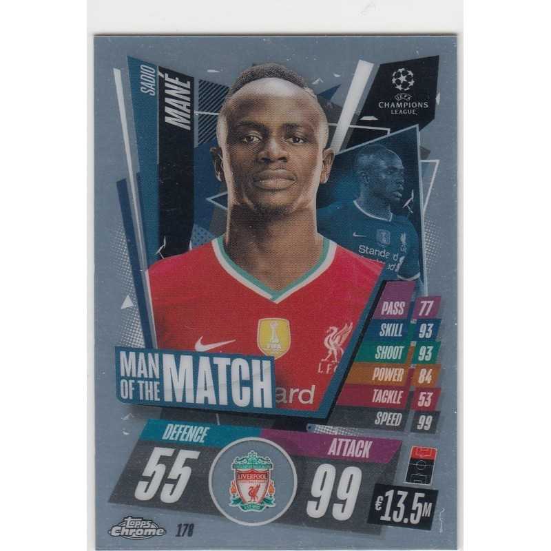 SADIO MANE - 2020-21 TOPPS CHROME MATCH ATTAX LEAGUE CHAMPIONS - LIVERPOOL FC -178