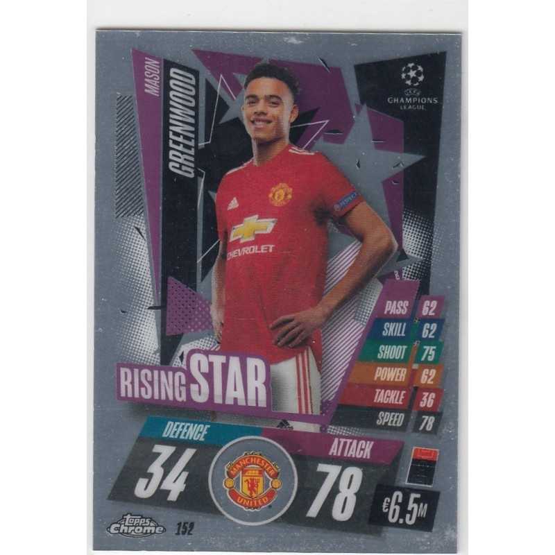 MASON GREENWOOD - 2020-21 TOPPS CHROME MATCH ATTAX LEAGUE CHAMPIONS - MANCHESTER UNITED -152