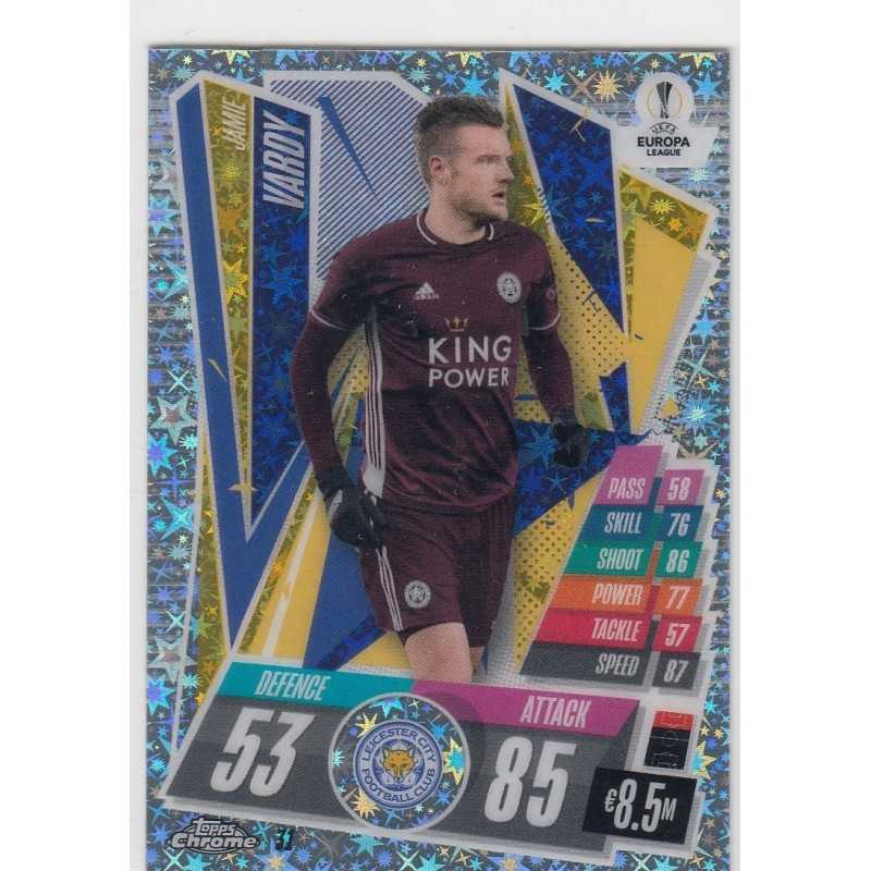 JAMIE VARDY - 2020-21 TOPPS CHROME MATCH ATTAX LEAGUE CHAMPIONS - LEICESTER CITY -X-FRACTOR -31