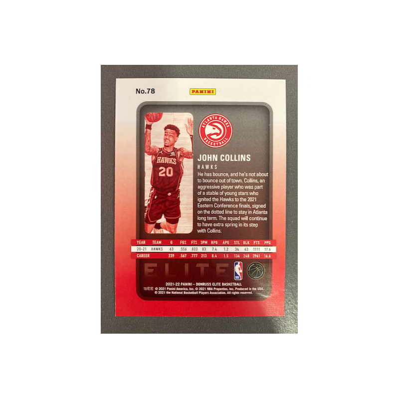 JOHN COLLINS 2021-22 PANINI ELITE ORANGE