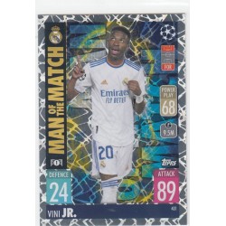 VINICIUS JR- 2021-22 TOPPS MATCH ATTAX -MAN OF THE MATCH -401 - REAL MADRID C.F