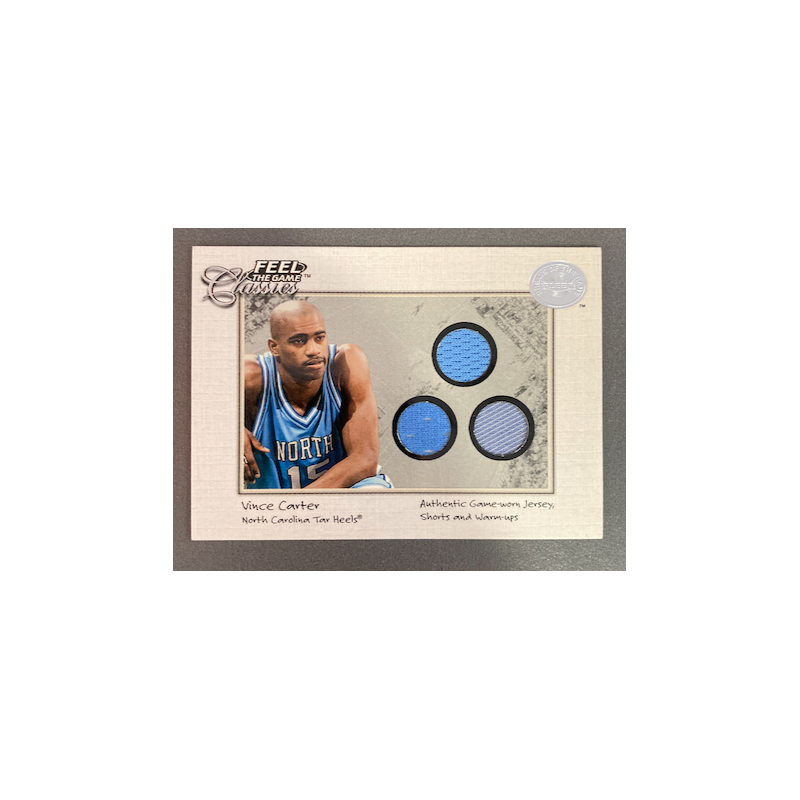 VINCE CARTER 2001 FLEER FEEL THE GAME CLASSIC TRIPLE BLUE JERSEY