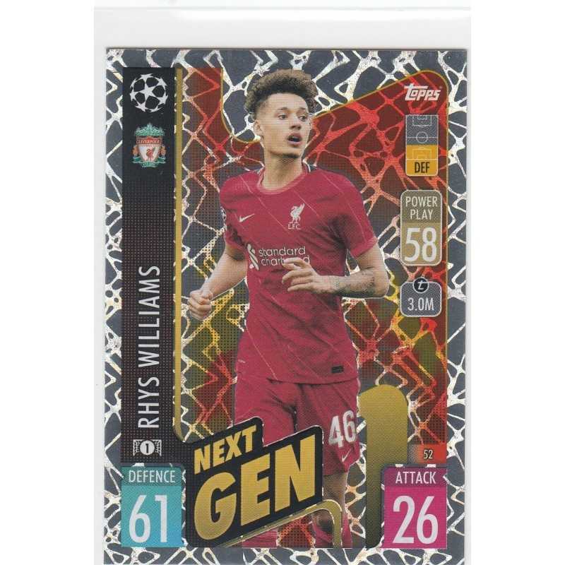 RHYS WILLIAMS - 2021-22 TOPPS MATCH ATTAX - NEXT GEN -52 - LIVERPOOL FC