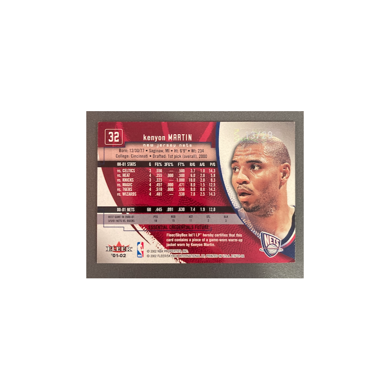 KENYON MARTIN 2001 EX CREDENTIAL FUTURE JERSEY 13/29