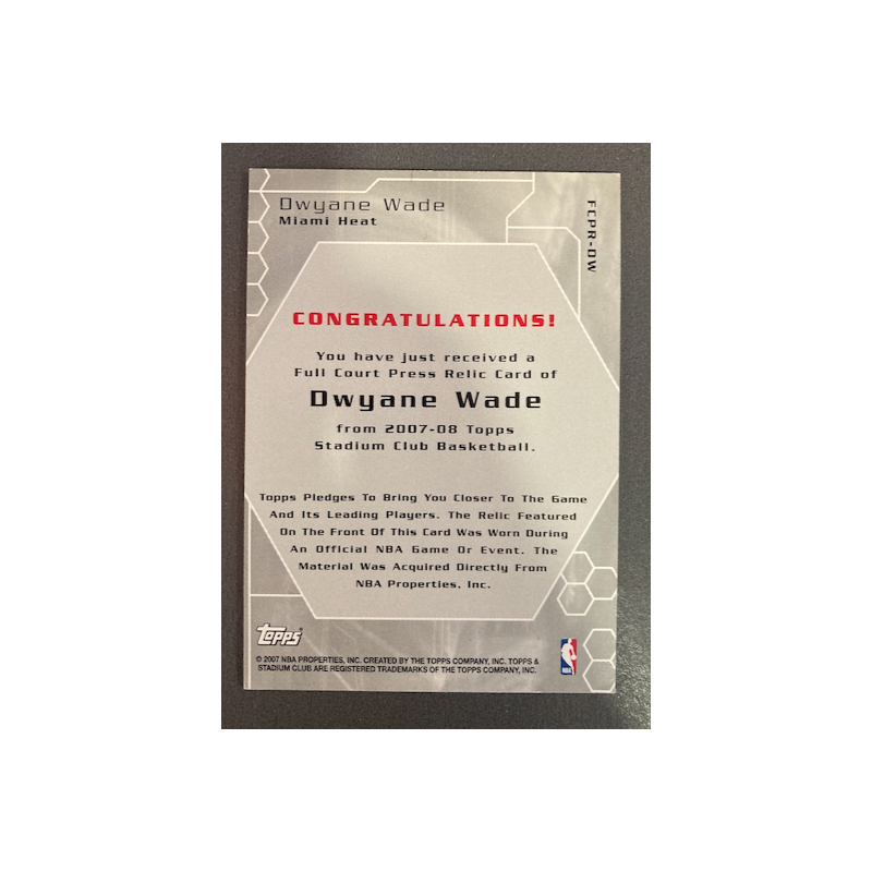 DWYANE WADE 2007 TSC FULL COURT PRESS JERSEY 012/499