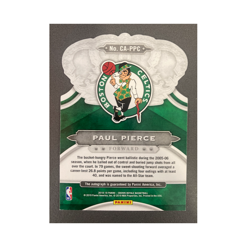 PAUL PIERCE 2018 CROWN ROYALE PURPLE AUTOGRAPH 21/25