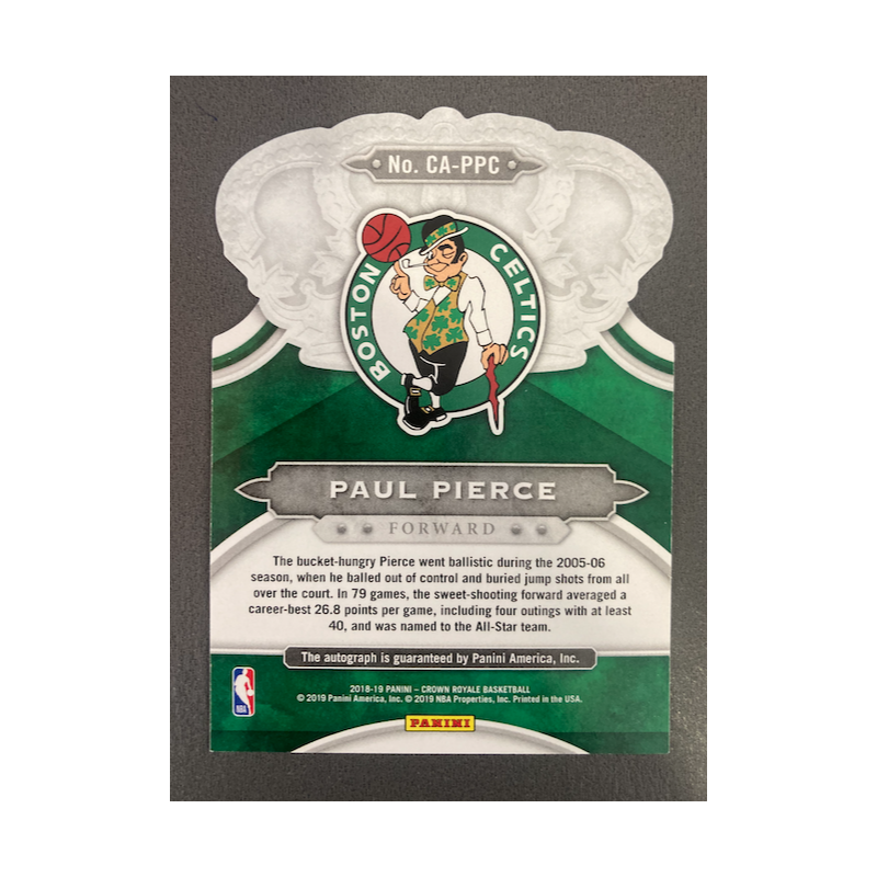 PAUL PIERCE 2018 CROWN ROYALE BLUE AUTOGRAPH /35