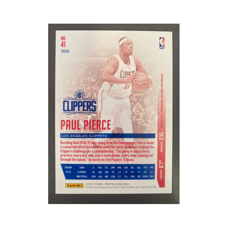 PAUL PIERCE 2016 PRESTIGE BONUS SHOT GREEN 05/05