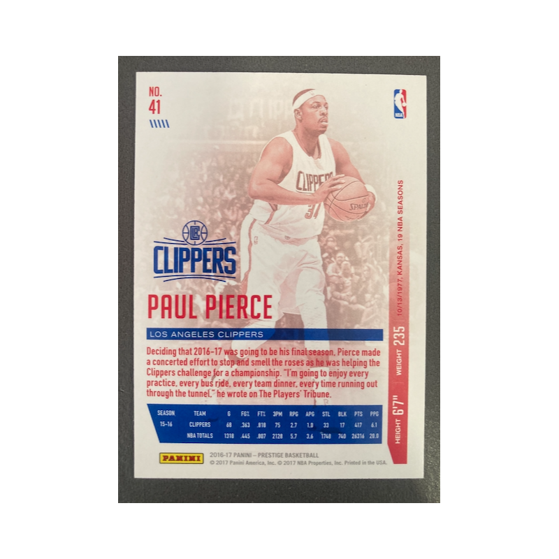 PAUL PIERCE 2016 PRESTIGE BONUS SHOT GOLD 06/10