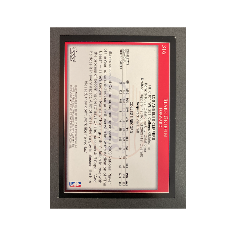 BLAKE GRIFFIN 2009 TOPPS RC 316 - exmt condition