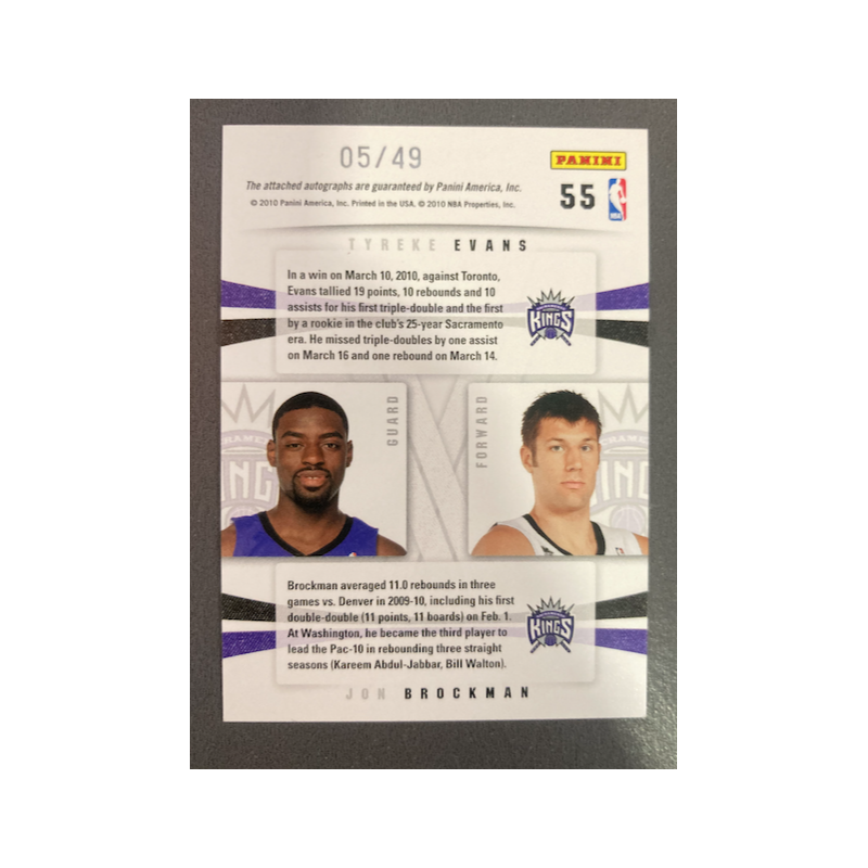 TYREKE EVANS / JON BROCKMAN 2009 SEASON UPDATE DUAL AUTO 05/49