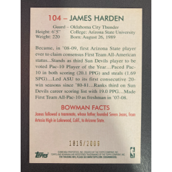 JAMES HARDEN 2009 TOPPS BOWMAN ROOKIE 1815/2009