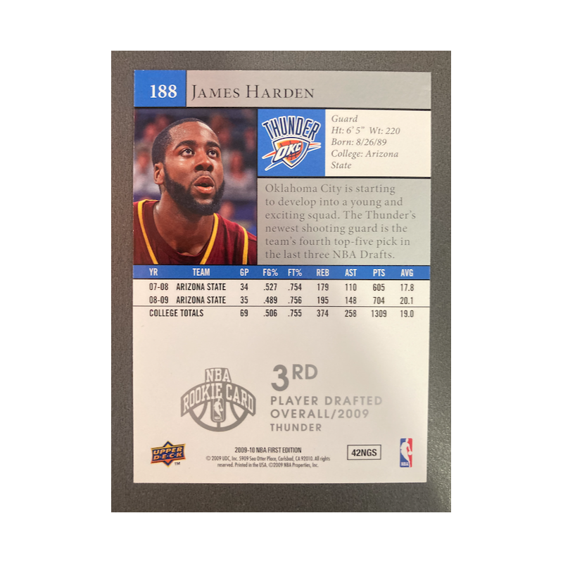 JAMES HARDEN 2009 UPPER DECK FIRST EDITION STAR ROOKIES 188